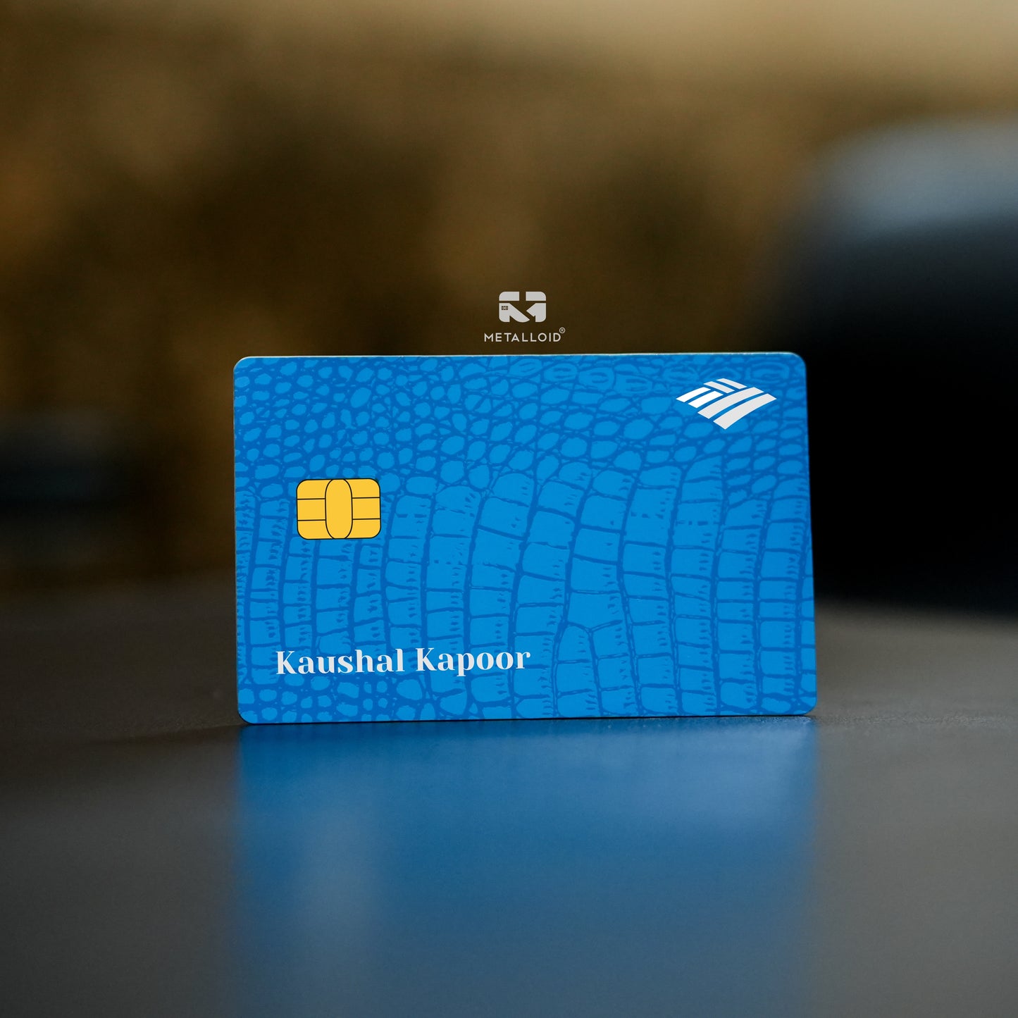 Leather Blue metal card