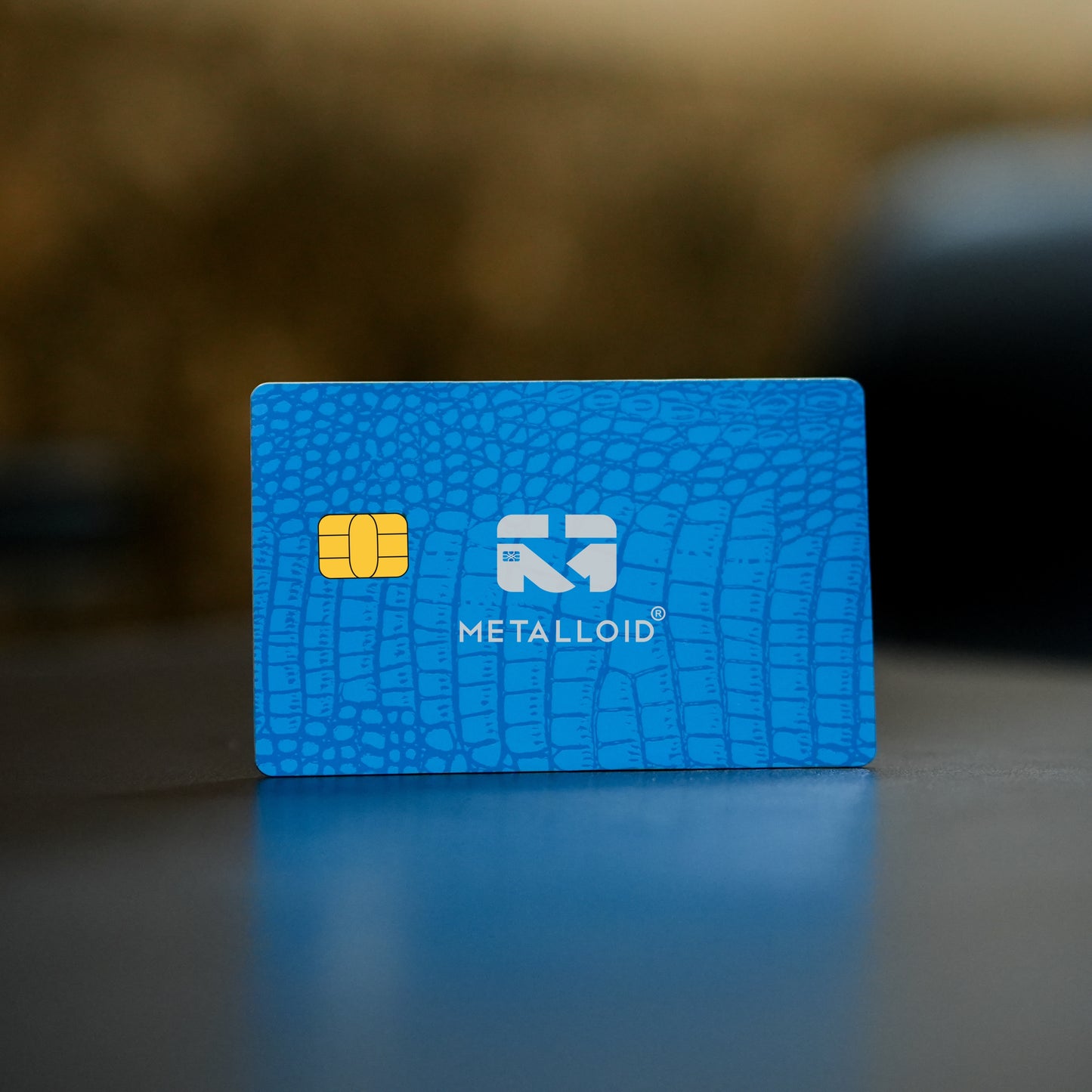 Leather Blue metal card