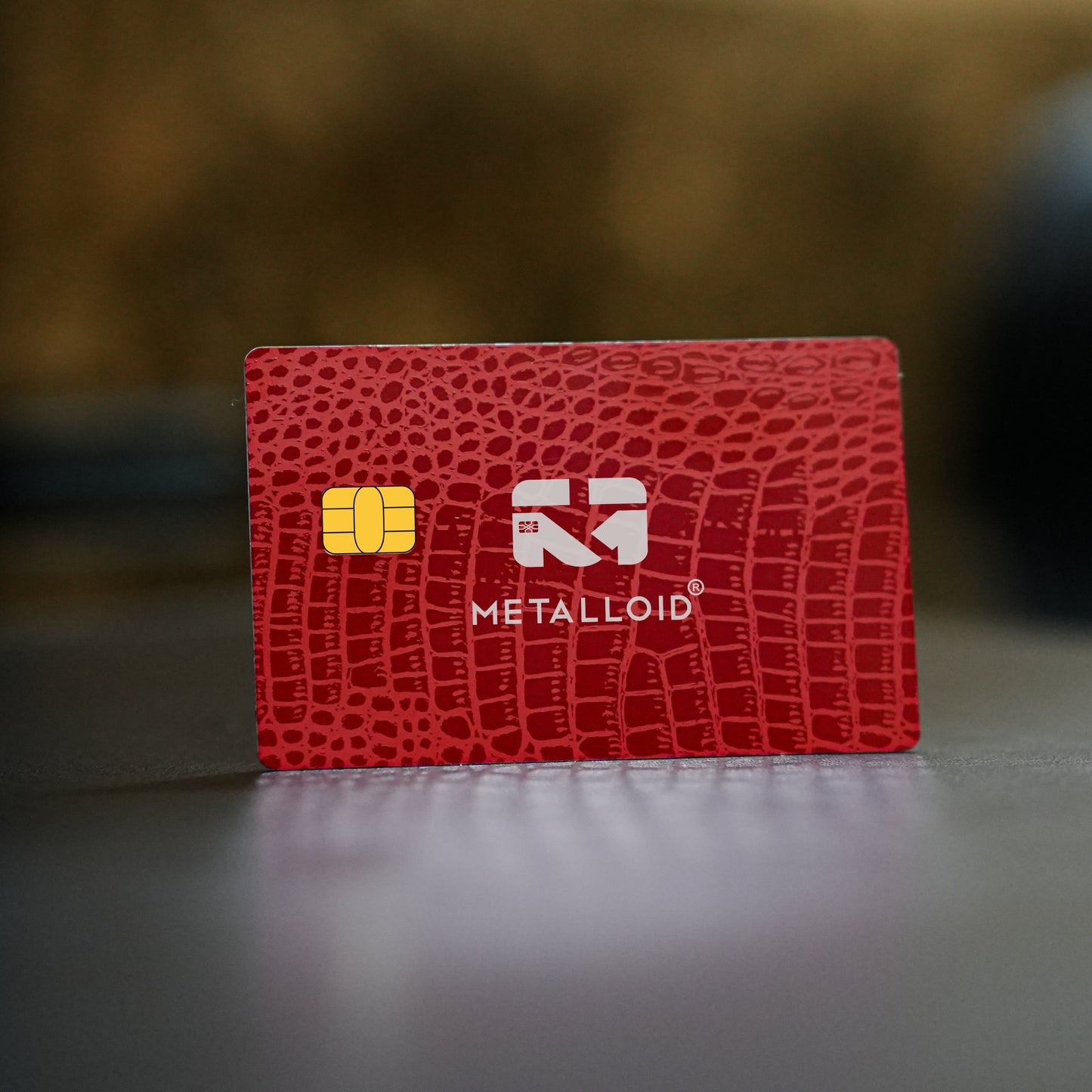 Leather Red metal card