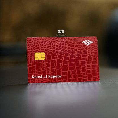 Leather Red metal card